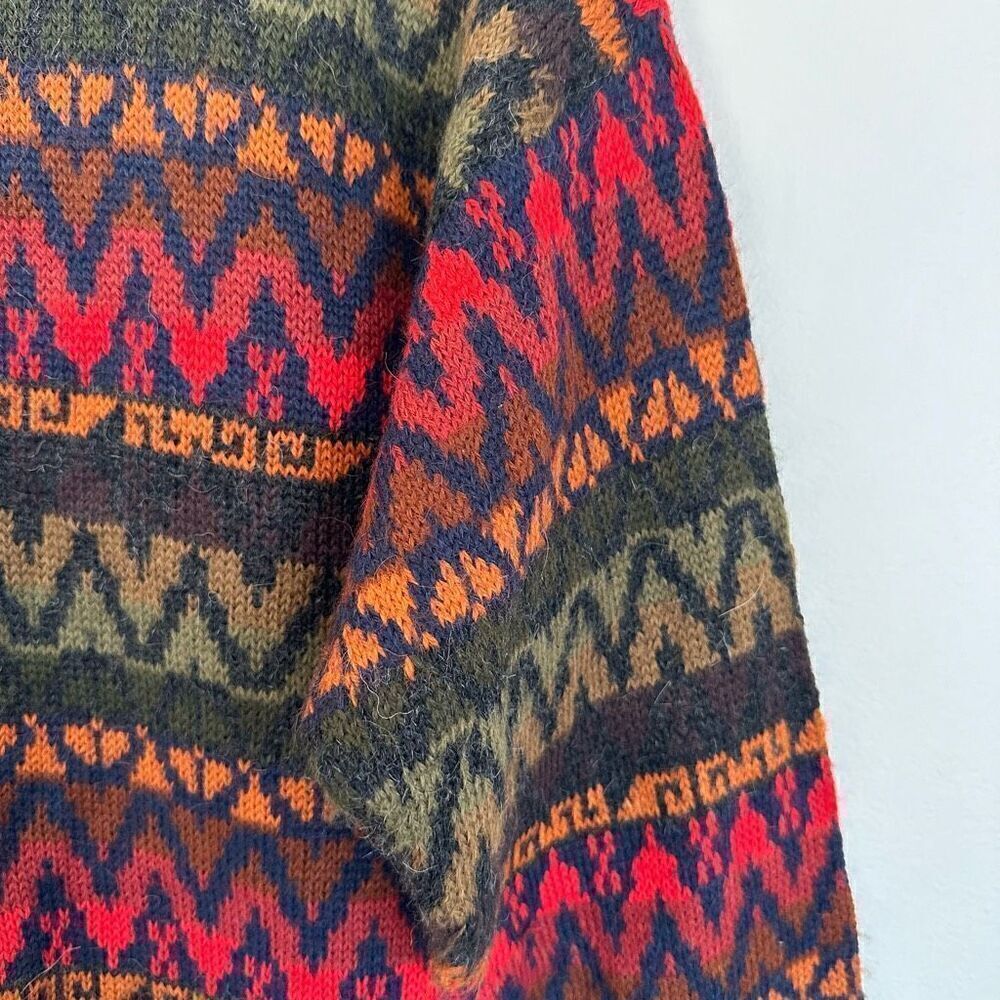 The Alpaca Connection Handmade in Peru Alpaca  Unisex Button Down Multi Color Ch - Picture 8 of 9